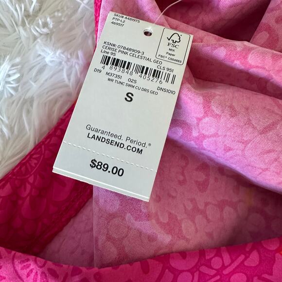 Lands’ End Pink Geometric Shift Dress Size S Bright Casual Tunic Dress - Picture 6 of 9